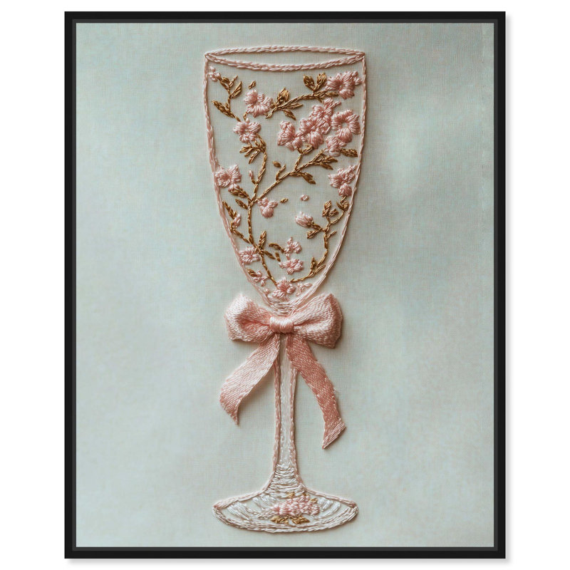 Toile champagne champagne par Art Remedy, H 21 po x l 17 po, Cadre flottant, Noir