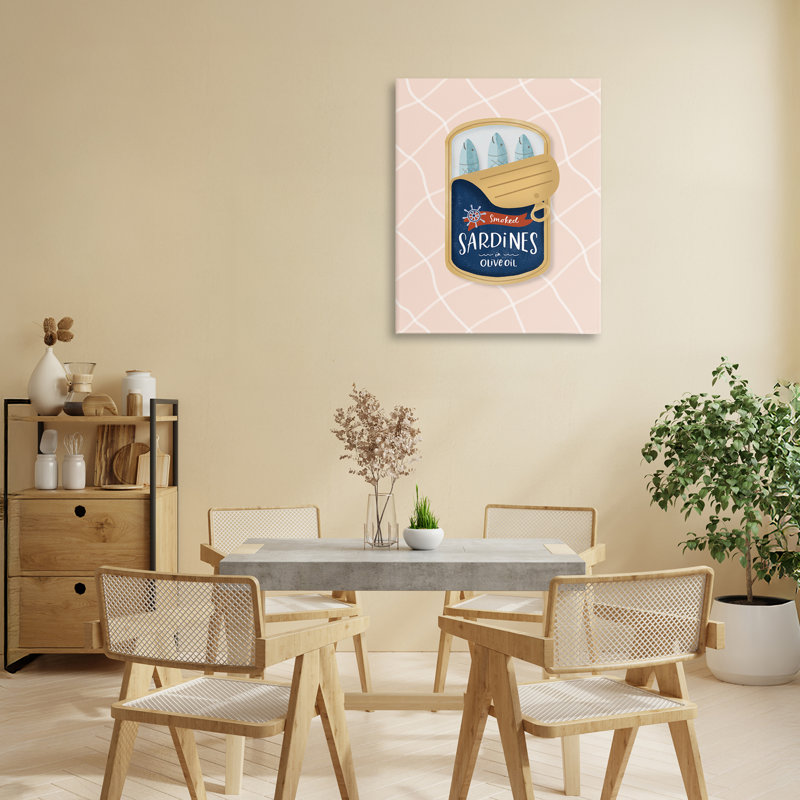 Toile de sardines nautiques, conception par Sandra Picco, H 20 po x l 16 po