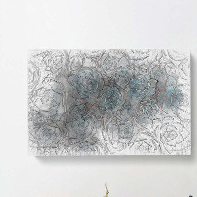 Succulent Plants in Abstract - Wrapped Canvas Drawing - Wrapped Canvas