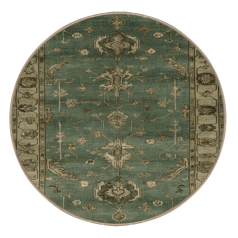 Tapis brun lavable à la machine, Rond 4 pi
