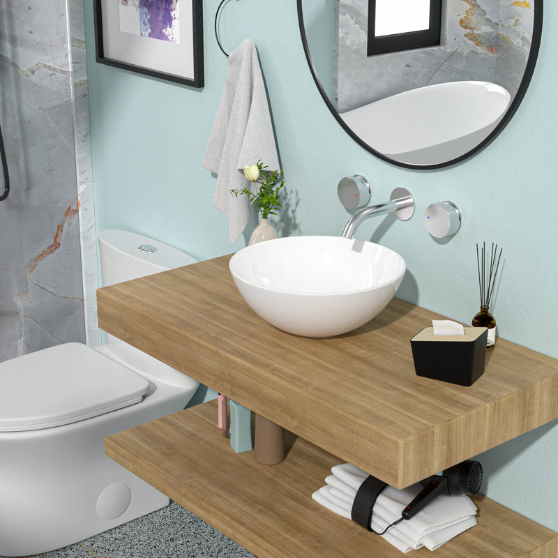 Lavabo de salle de bain vasque en céramique blanche 16 "X16"