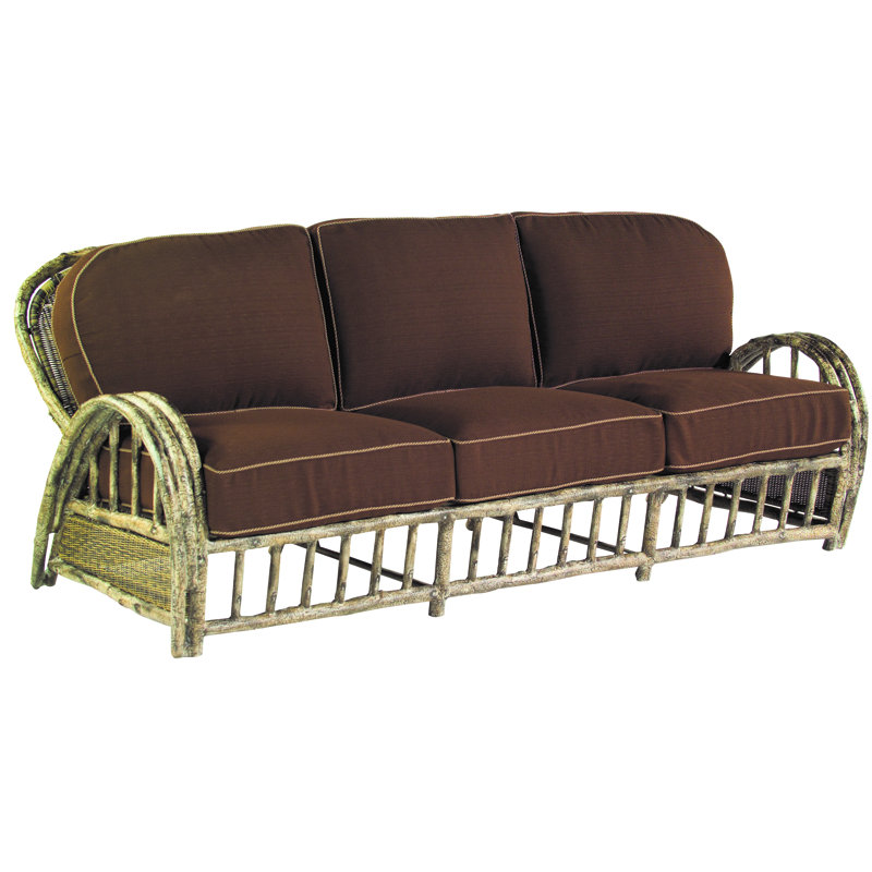 River Run 88'' Wide Premium All-Weather Wicker Patio Sofa with Cushions, Canvas Heather Beige Sunbrella® Canvas