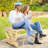 Rustic Wooden Garden Bench For 2 - Outdoor Wagon Wheel Porch Seat, Holds 550 Lbs, Natural Colored Furniture Seat With Legs, Up To Coloring