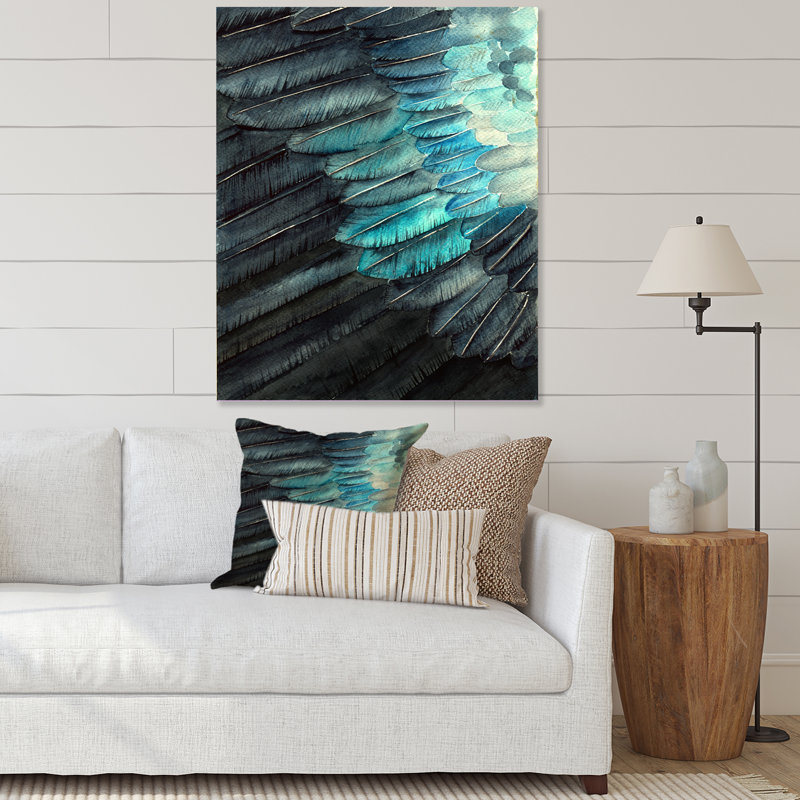 «Blue Fragment of a Bird Wing II», reproduction sur toile, H 32 po x l 24 po, Toile tendue