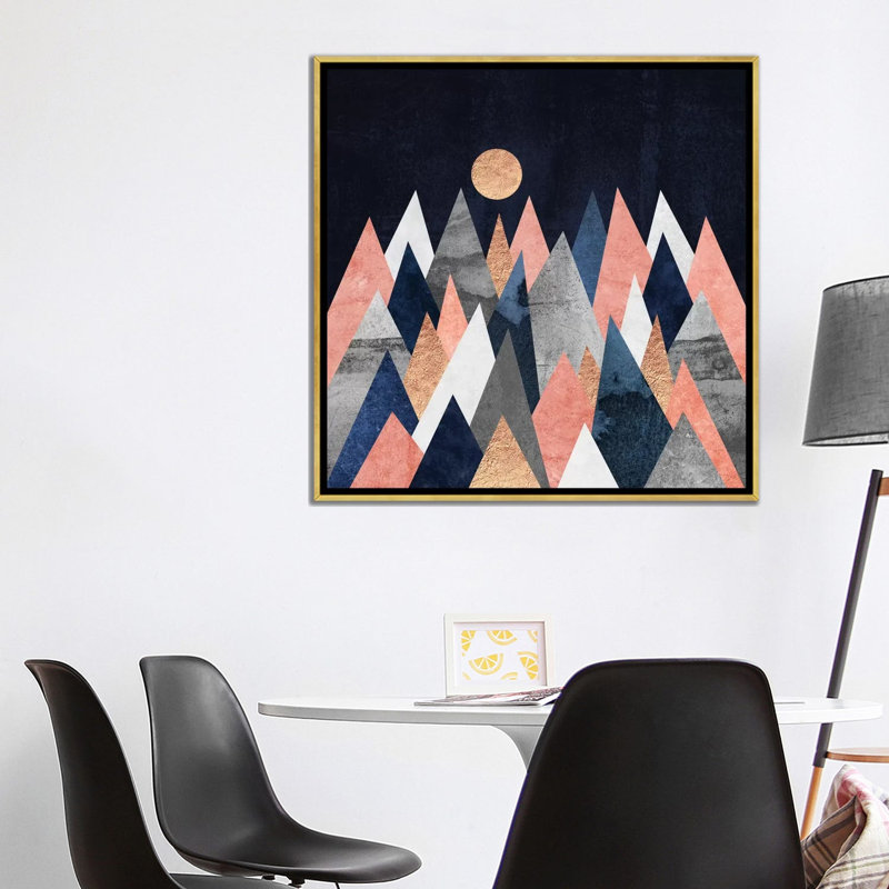 « Gold Moon » par Elisabeth Fredriksson-impression d’art graphique, H 37 po x l 37 po x P 1,5 po, Toile encadrée d'or