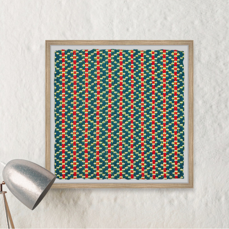 Blue And Red Patterns - Single Picture Frame Print, 81cm H x 81cm W x 3.81cm D