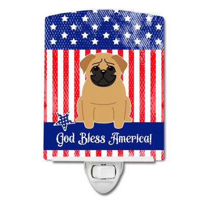 Patriotic USA Pug Ceramic Night Light