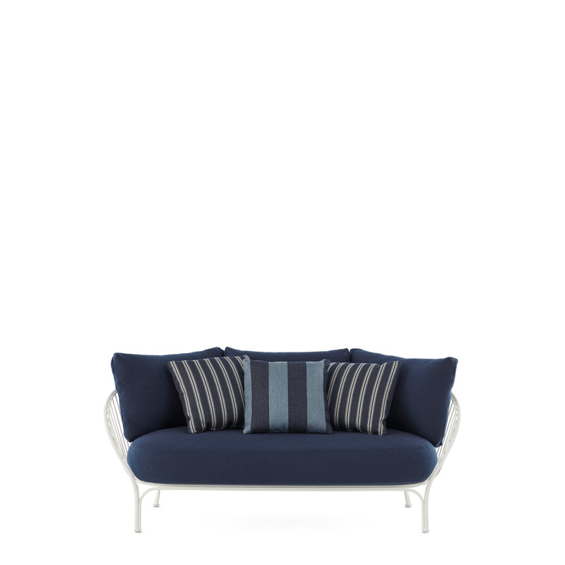 Canapé avec 3 coussins principaux Hiray, Bleu, Blanc