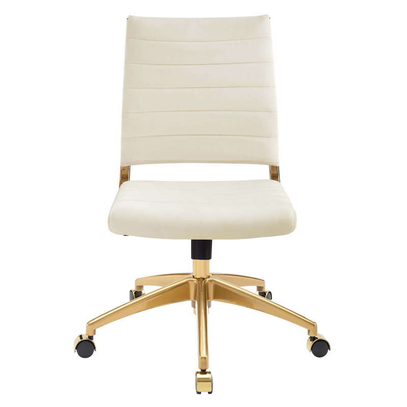 Chaise de bureau en velours Jive, Ivoire