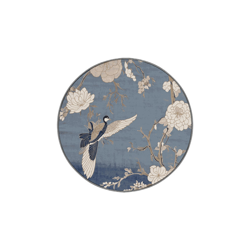 Machine Washable Gray Area Rug, Round 3'