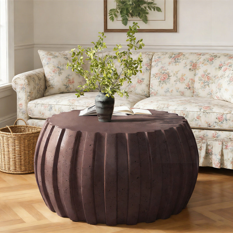 Table basse moderne et imperméable, conception en ciment Mgo durable pour une utilisation intérieure et extérieure, Brun