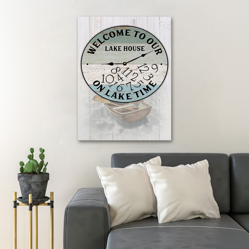 La montre avec fond de lac - Welcome To Our Lake House On Lake Time - 1 pièce, impression sur toile tendue