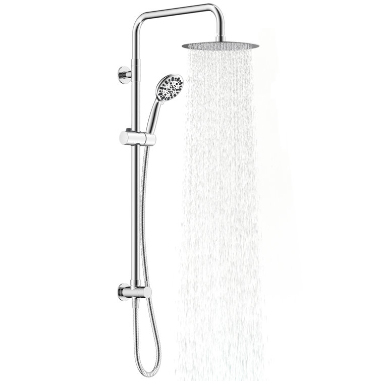 All Metal High Pressure Rainfall Shower Head System, Handheld Shower Combo with Slide Bar