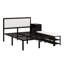 Lit plateforme en métal avec tablettes de rangement à deux niveaux et armoire d'appoint en bois-155725401-155725406