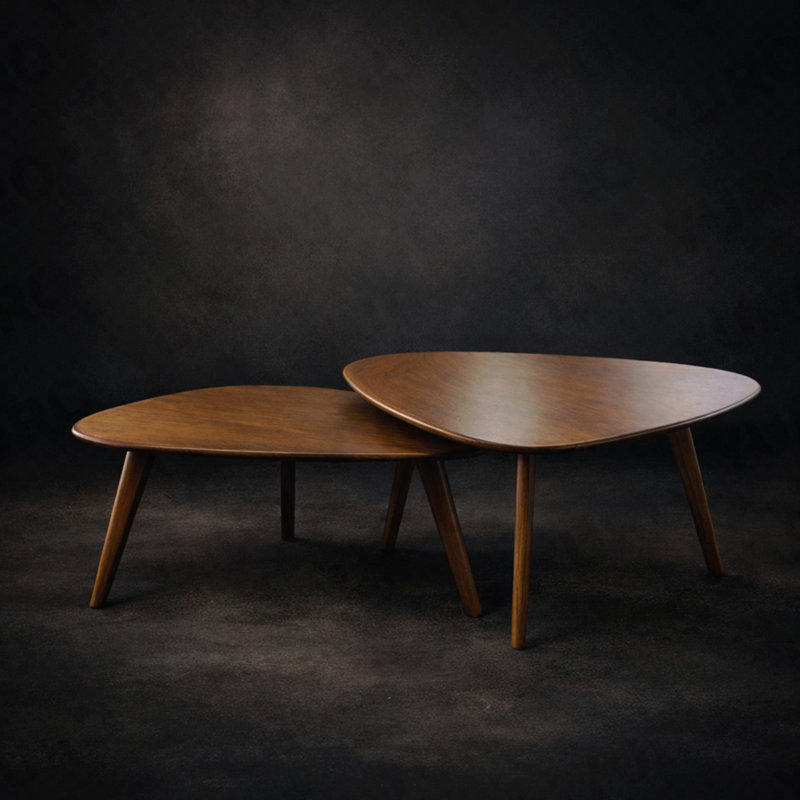 Table gigogne 2 pièces en noyer