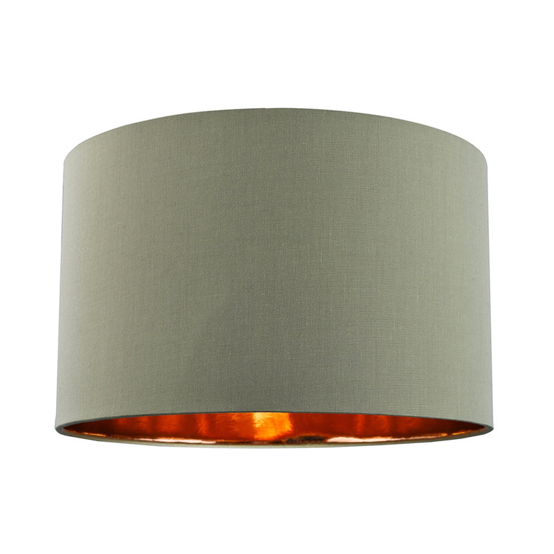 Olive Green Cotton Table/Pendant Lampshade With Shiny Copper Inner By Happy Homewares