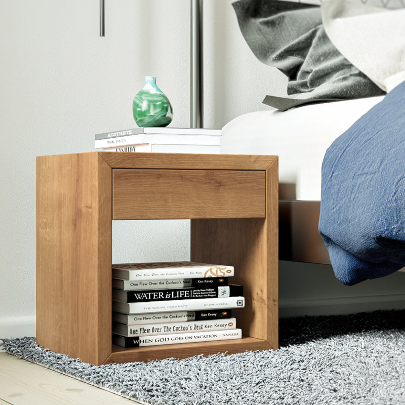 Hugo - Solid Oak Wood Floating Nightstand / Bedside Table With 1 Drawer