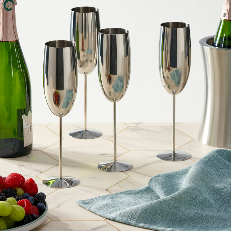Vindas 285ml Stainless Steel Flute Set, Silver