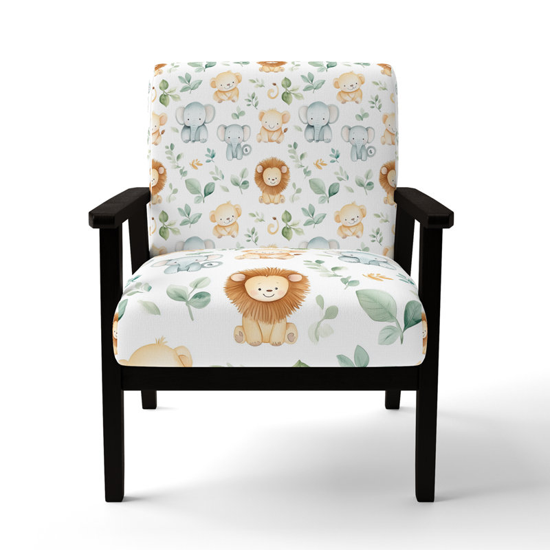 Chaise rembourrée Kids Jungle, Accoudoirs carrés noirs