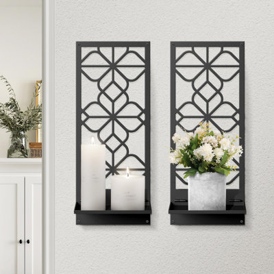 Black Metal Wall Decor, Minimalist Retro Wall Art, Wall Candle Holder, Farmhouse Rustic Bathroom Wall Art, Aesthetics Wall Hanging
