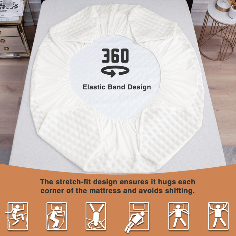 Housse de protection matelassée imperméable pour matelas, Très grand lit