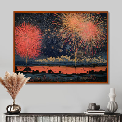Feux d'artifice du Nouvel An au-dessus du pays rétro