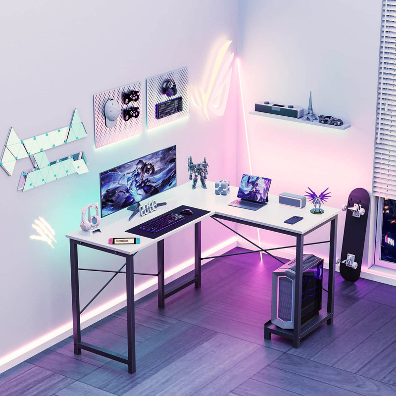 Bureau de jeu en L, Blanc
