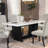 Maroney Rustic Espresso Marble Top Dining Table