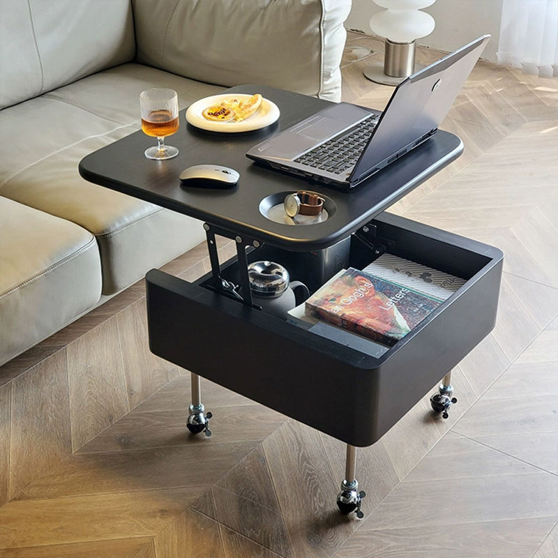 Solid Wood Rectangular Coffee Table, Black