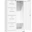 Classeur vertical en métal blanc avec 4 tiroirs et 1 porte, idéal pour le bureau de la chambre à coucher, mouvement de tiroir fluide, divers articles de rangement spacieux, chambre à verrou verrouillable, documents silencieux, facile à nettoyer-1226805706