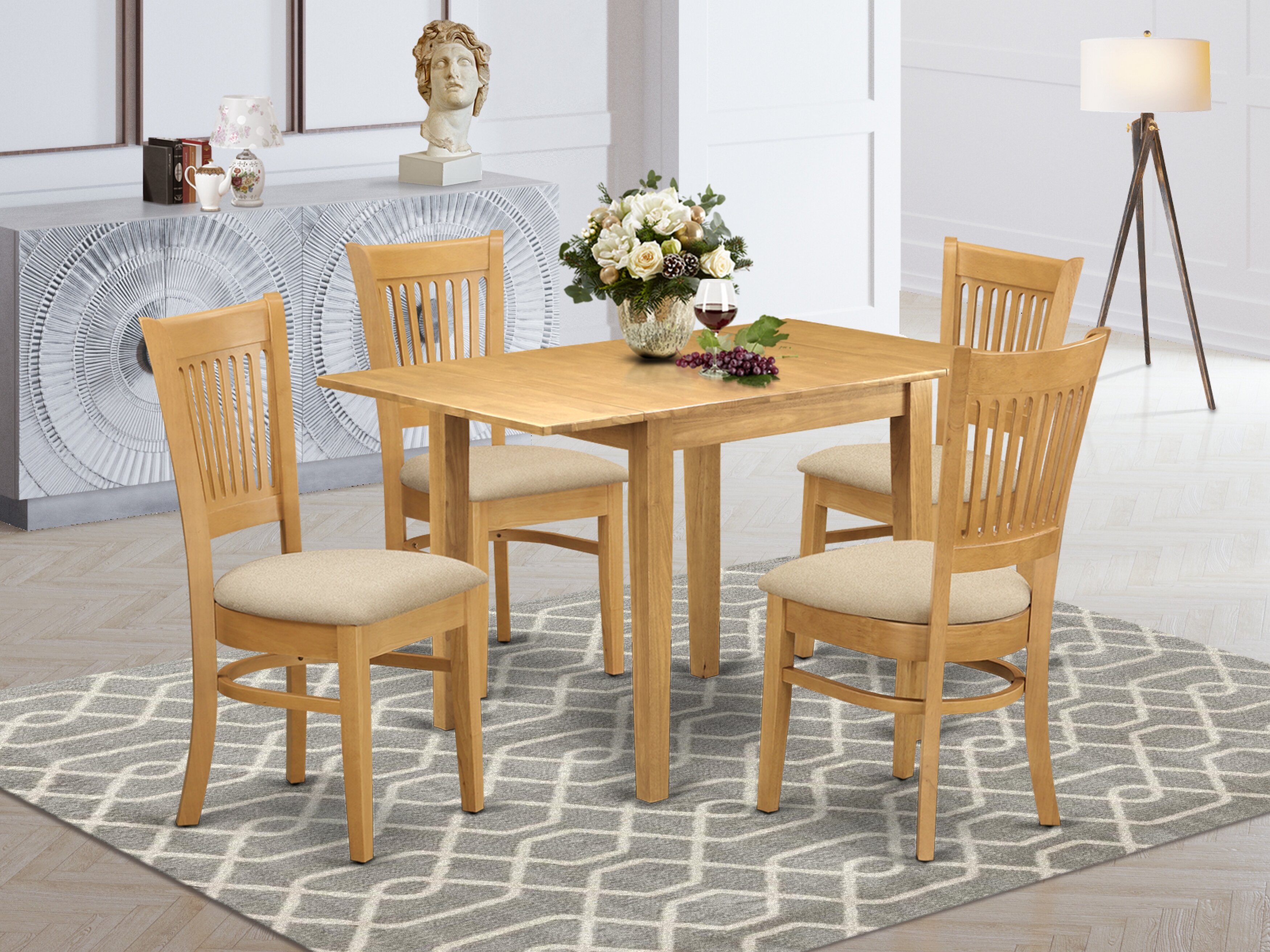 Winston Porter Catha Drop Leaf Rubberwood Solid Wood Dining Set ...