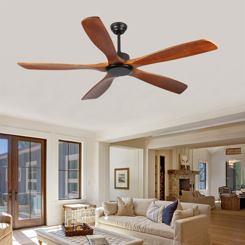 60 Inch Wood Ceiling Fan No Light With Remote Control