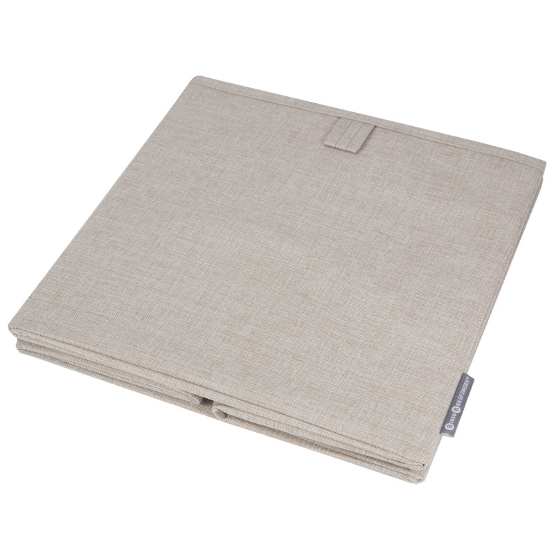 Beige Fabric Collapsible Cube Storage Bin for Kids