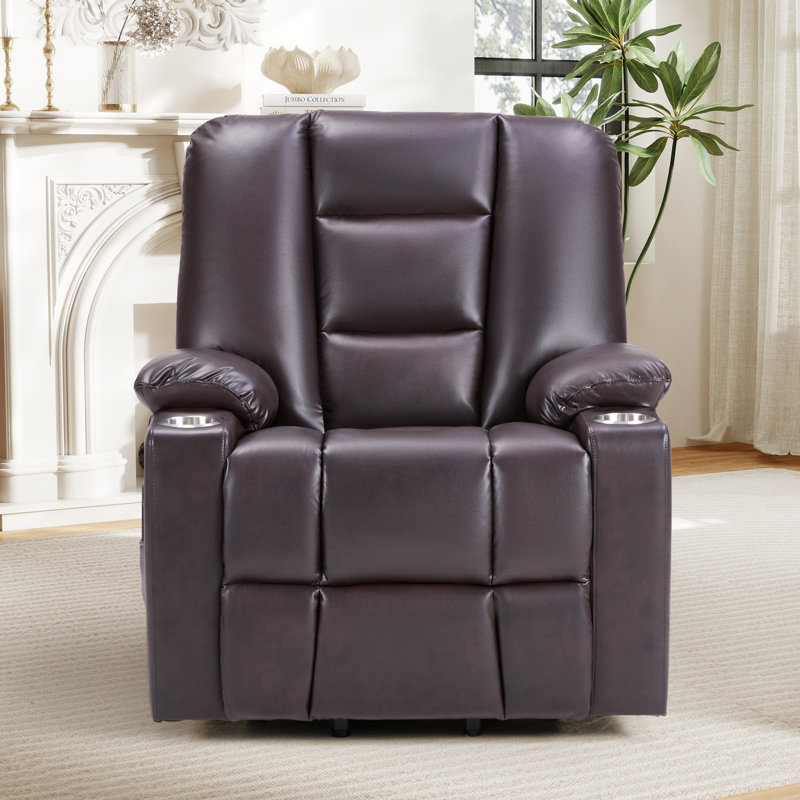 35.6" W Lassic Power Faux Leather Electric Lift Assist Reclining Chair For Elderly With Massage, Heat, Usb Port, 2 Cup Holders & Side Pocket