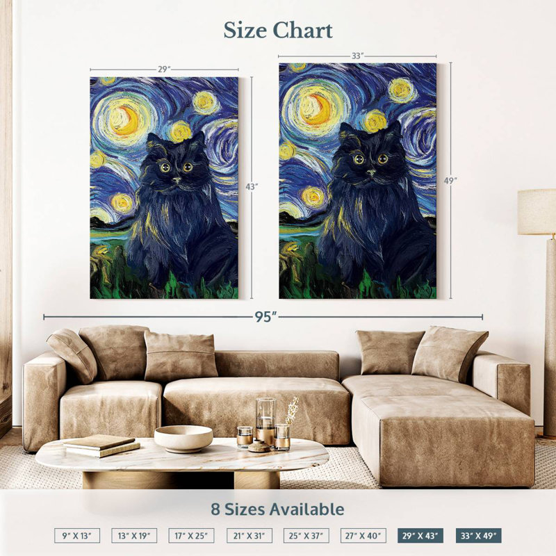 Brampt Abstract Black Cat, 48" H x 32" W