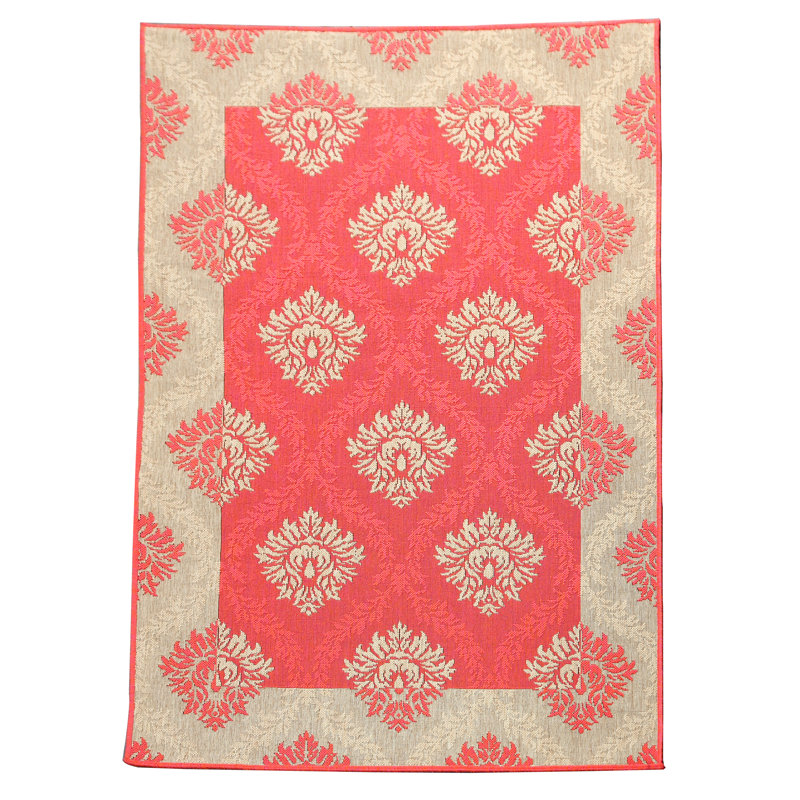 Tapis rouge / beige tissé à plat Gayle, Rectangle 3 pi 3 po x 5 pi
