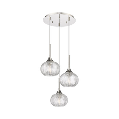 Luminaire suspendu suspendu à 3 lumières 15 po Geramy - Finition nickel satiné