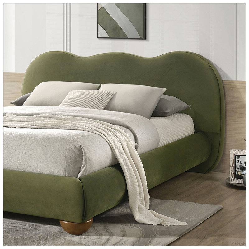 Mobilier de chambre à coucher en bois de chignon rond vert olive