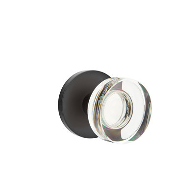 Ensemble de boutons de passage Emtek avec rosette à disque et poignée moderne en verre à disque