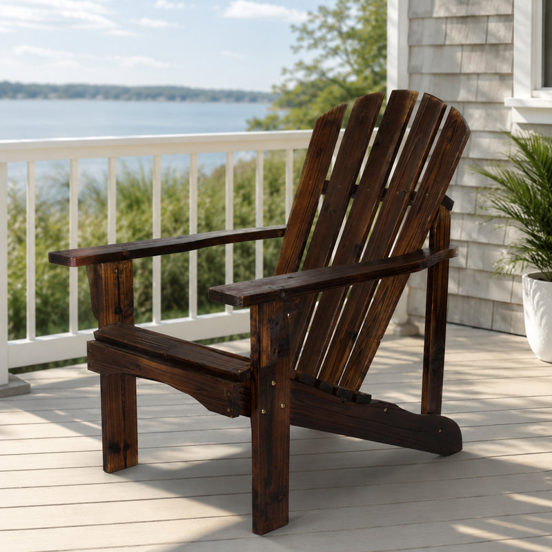 Chaise Adirondack en bois Brently, Brun brûlé