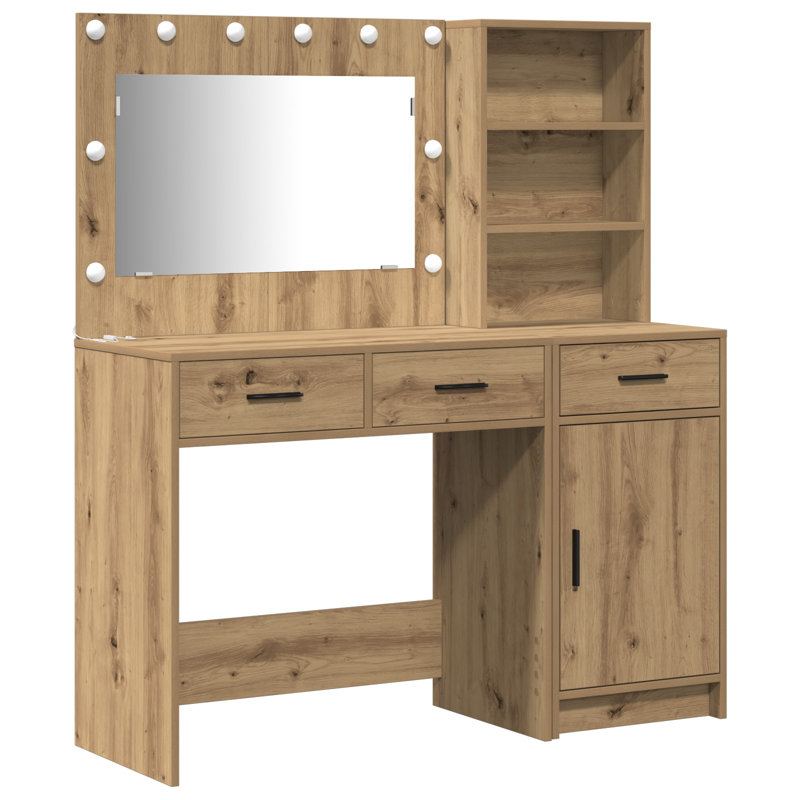 Set Of 2 Engineered Wood Dressing Table, Artisan Oak