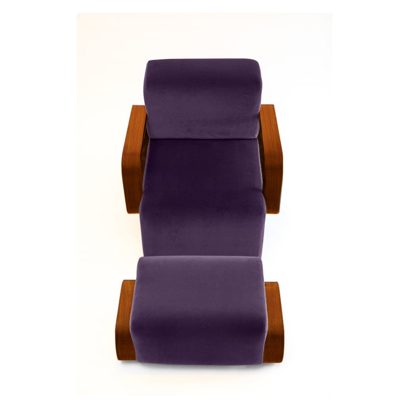 Cayenne Lounge Chair with Ottoman, Violet Velvet, Walnut