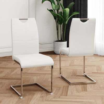 Modern Dining Chairs (2pcs), Faux Leather Padded Seat, Metal Legs, Ergonomic, For Various Areas, Waterproof, , Comfy 2pcs With Multiple Rooms, Charming And Practical