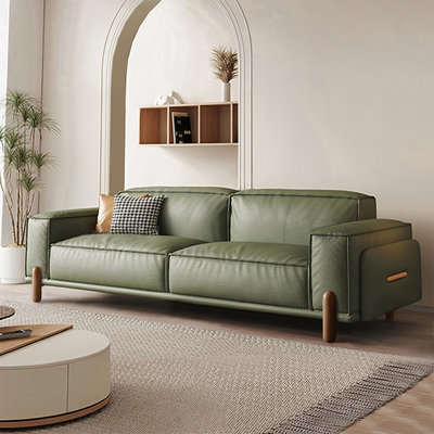 Green Genuine Leather Standard Sofa cushion Loveseat