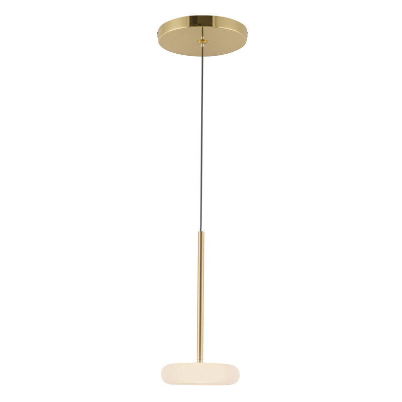 Luminaire suspendu 4 po Stephord, Doré, Verre givré, Blanc