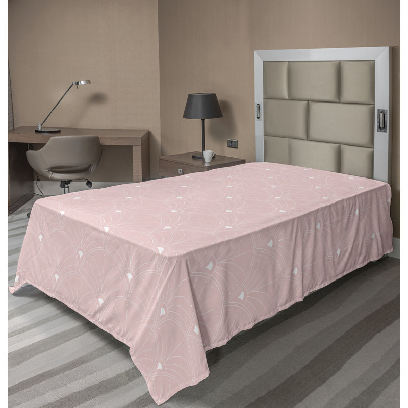 Polyester Floral Flat Sheet, Twin Flat Sheet, Blush/White