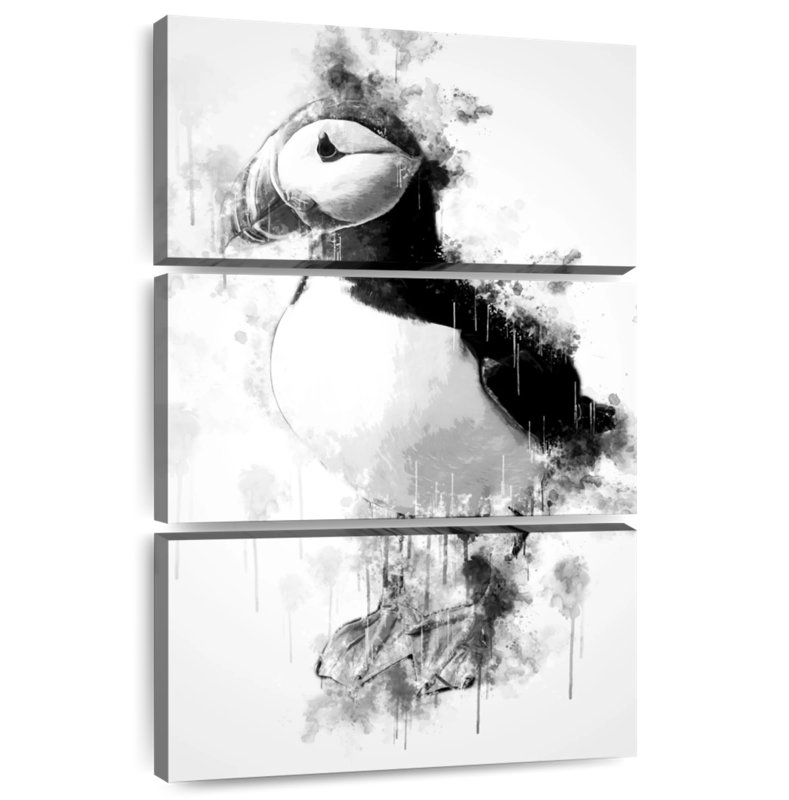 Brampt Puffin Bird Black And White, 57" H x 36" W