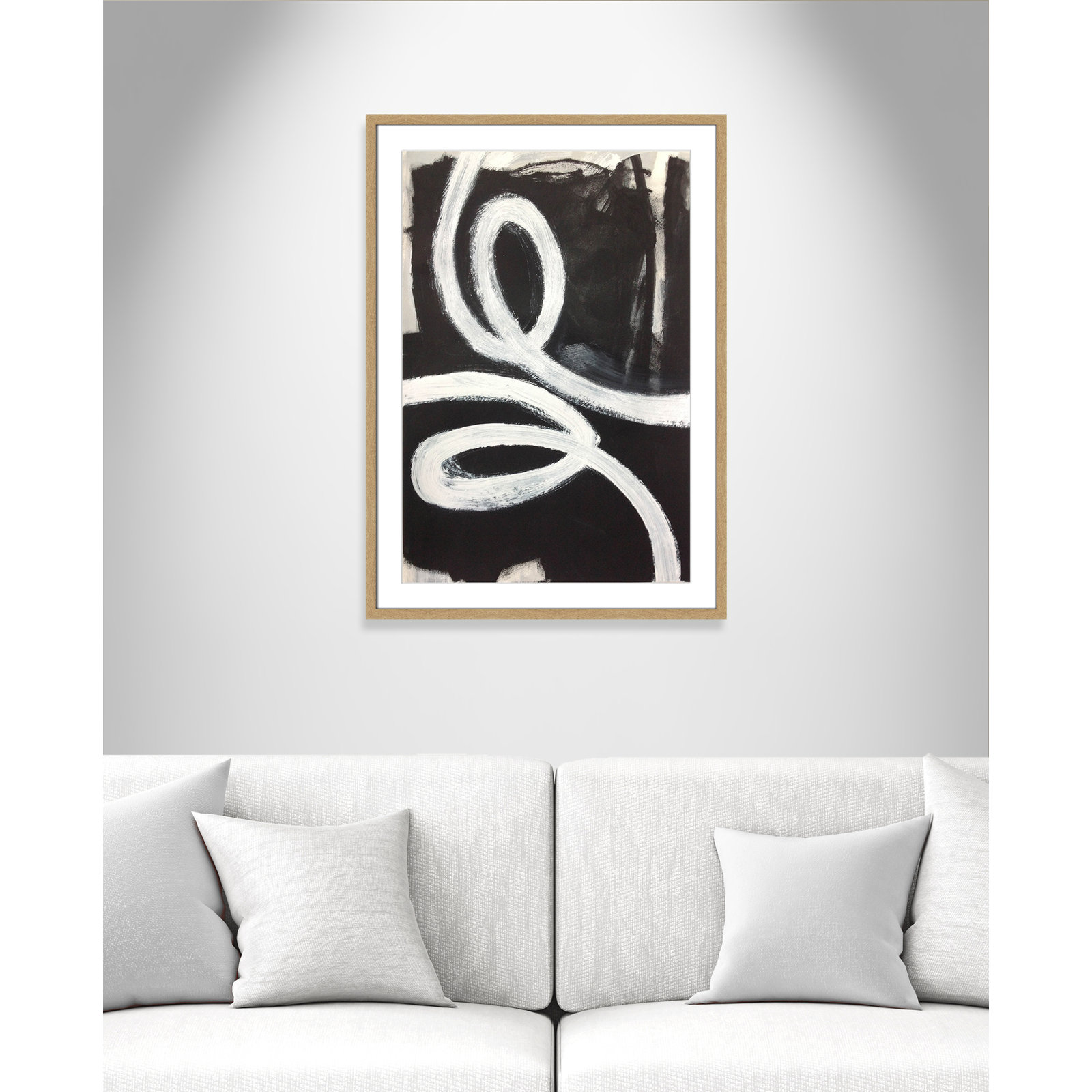 Bronte "Swirly Swirls I" Print, 35.5" H x 25.5" W x 2" D, Natural Woodgrain Box Framed, No
