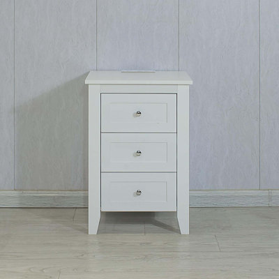 White 3 Drawer Nightstand with Charging Station and USB Ports & Power Outlets,Wooden Bed Side Table/End Table Modern Night Stands for Bedrooms