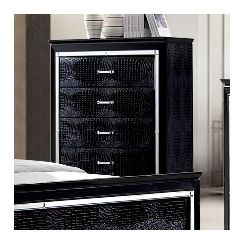 Commode 5 tiroirs Aghanliss, Noir